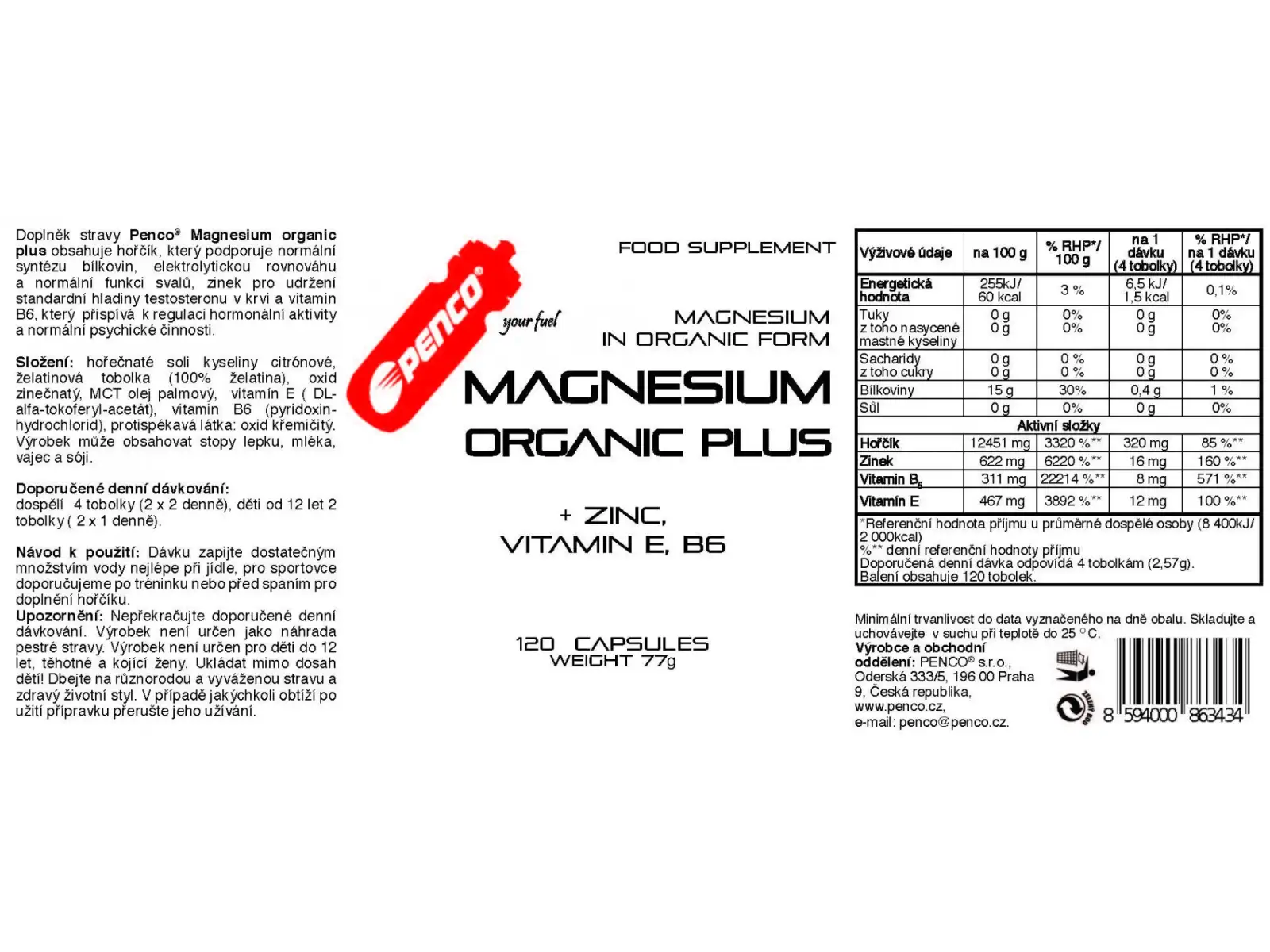 Penco Magnesium Organic Plus 120 tablet