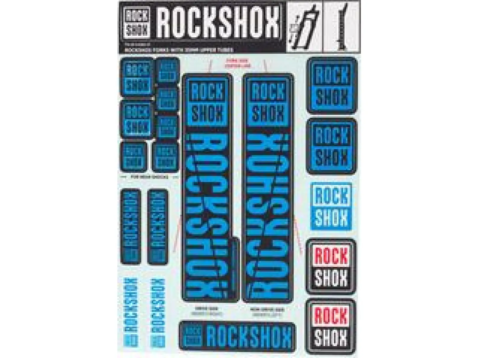 Rock Shox Decal Kit Water Blue pro Pike/Lyrik/Yari/Domain/Revelation (2018+)