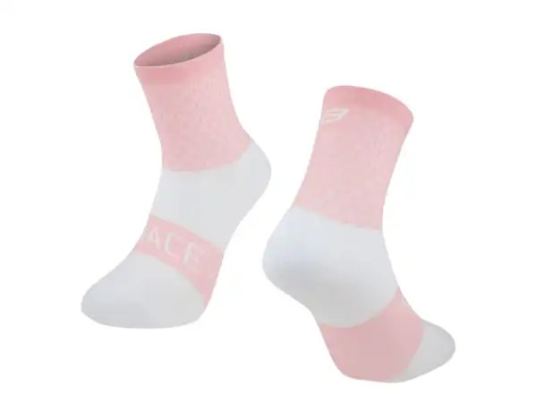 Force Trace cyklistické ponožky růžová/bílá