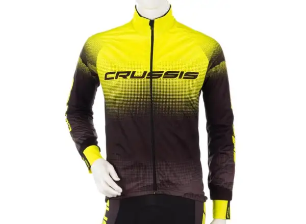 Crussis No-Wind pánská cyklistická bunda černá/žlutá