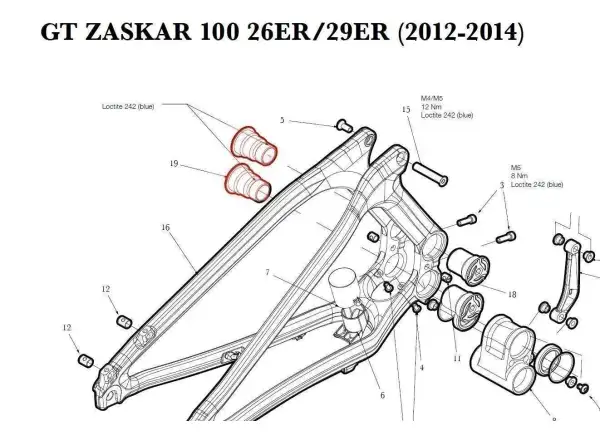 GT Zaskar 100 29" hlavní čep - šroub (ATIOT4197)