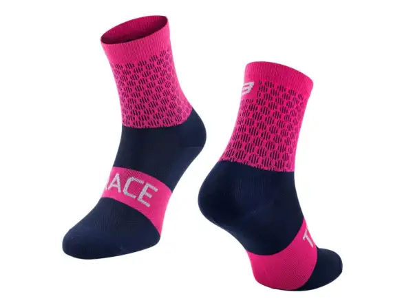 Force Trace cyklistické ponožky růžová/modrá