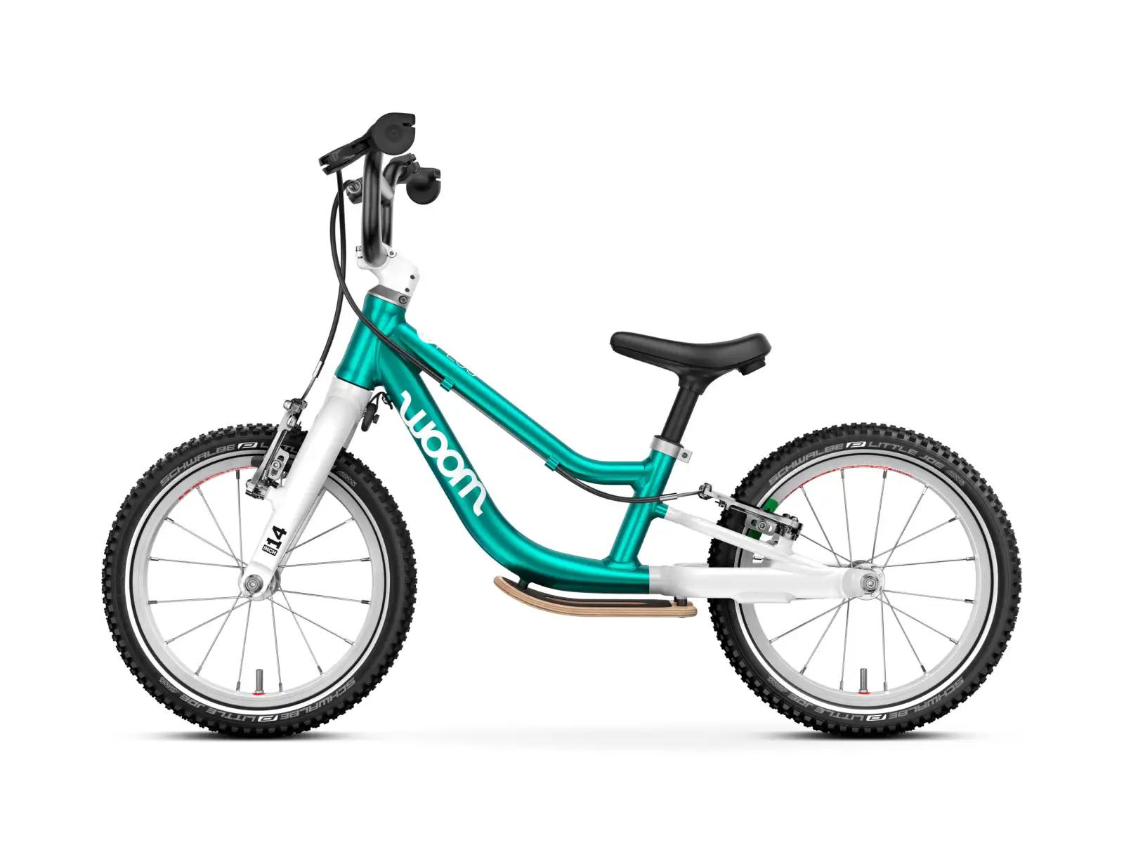 Woom GO 1 Plus Metallic Turquoise 14 dětské odrážedlo