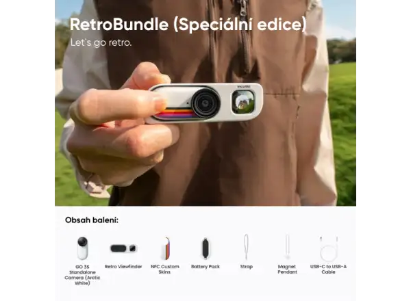 Insta360 GO 3S kamera Retro bundle 128 GB speciální edice bílá