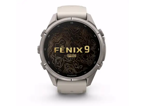 Garmin Fénix 9 Pro inReach 43 mm chytré hodinky Titanium Fog Gray/Dark Sandstone