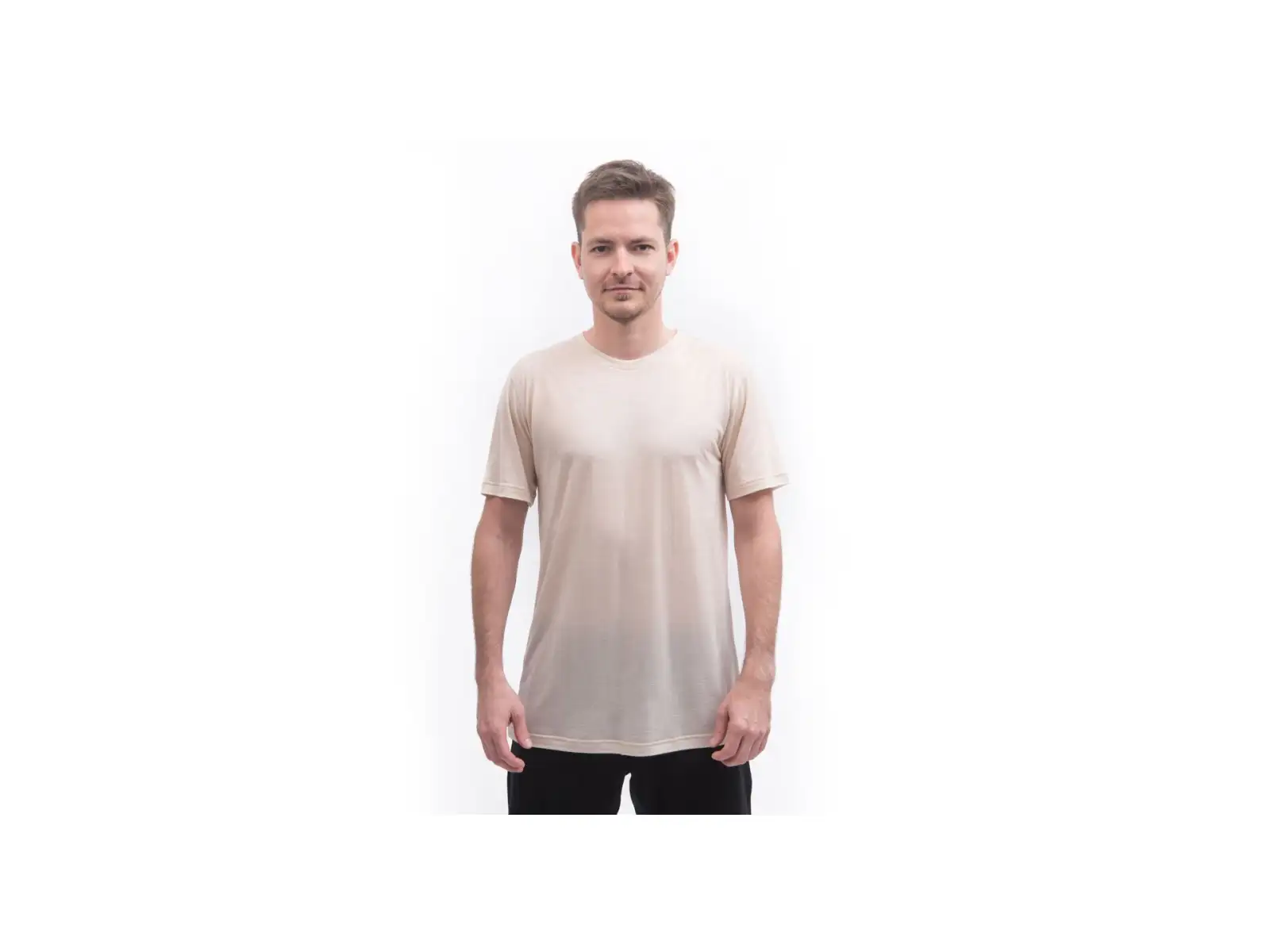 Sensor Merino Lite pánské triko krátký rukáv Mottled Beige