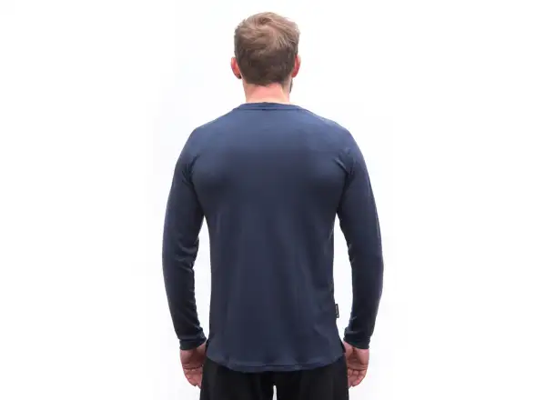 Sensor Merino Blend Typo pánské triko dlouhý rukáv Deep Blue