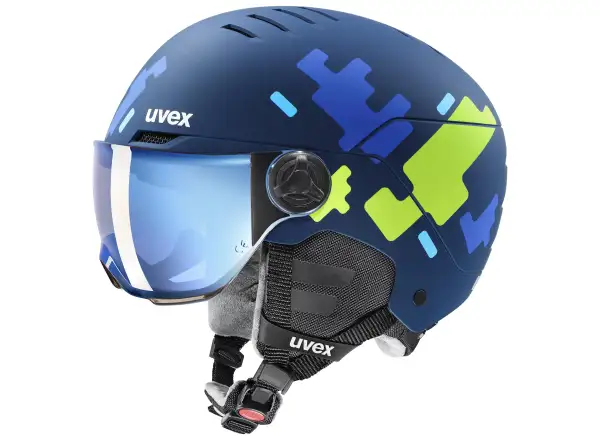 Uvex Rocket Jr Visor lyžařská helma blue puzzle matt