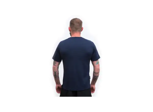 Sensor Merino Blend Typo pánské triko krátký rukáv Deep Blue