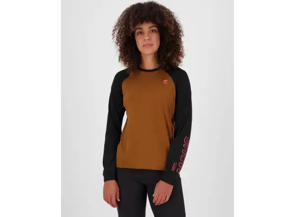 Mons Royale Tarn Merino dámské triko dlouhý rukáv Caramel / Black
