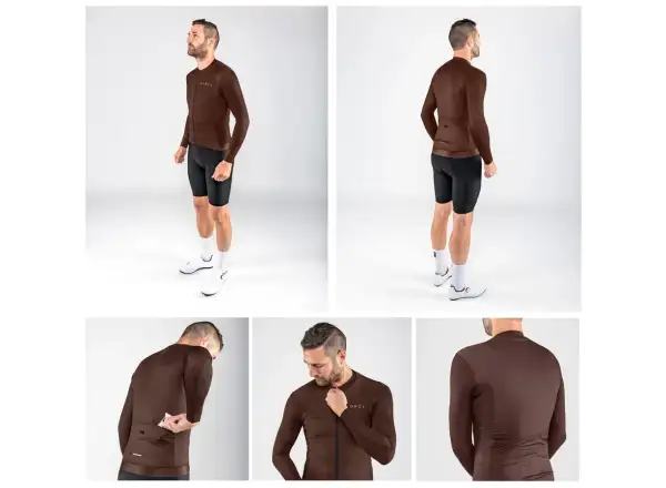 Force Plain pánský dres dlouhý rukáv hnědá