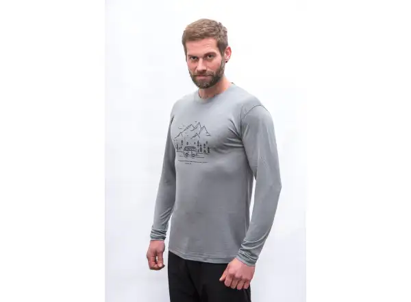 Sensor Merino Active Van Life pánské triko dl.rukáv šedá