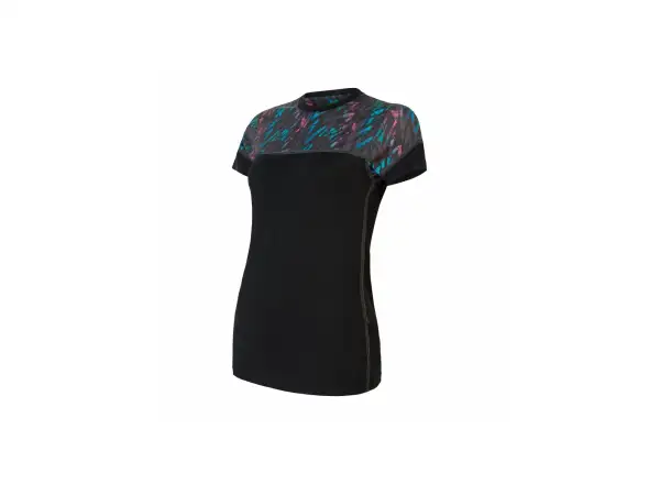 Sensor Merino Impress dámské triko krátký rukáv černá/Stripes