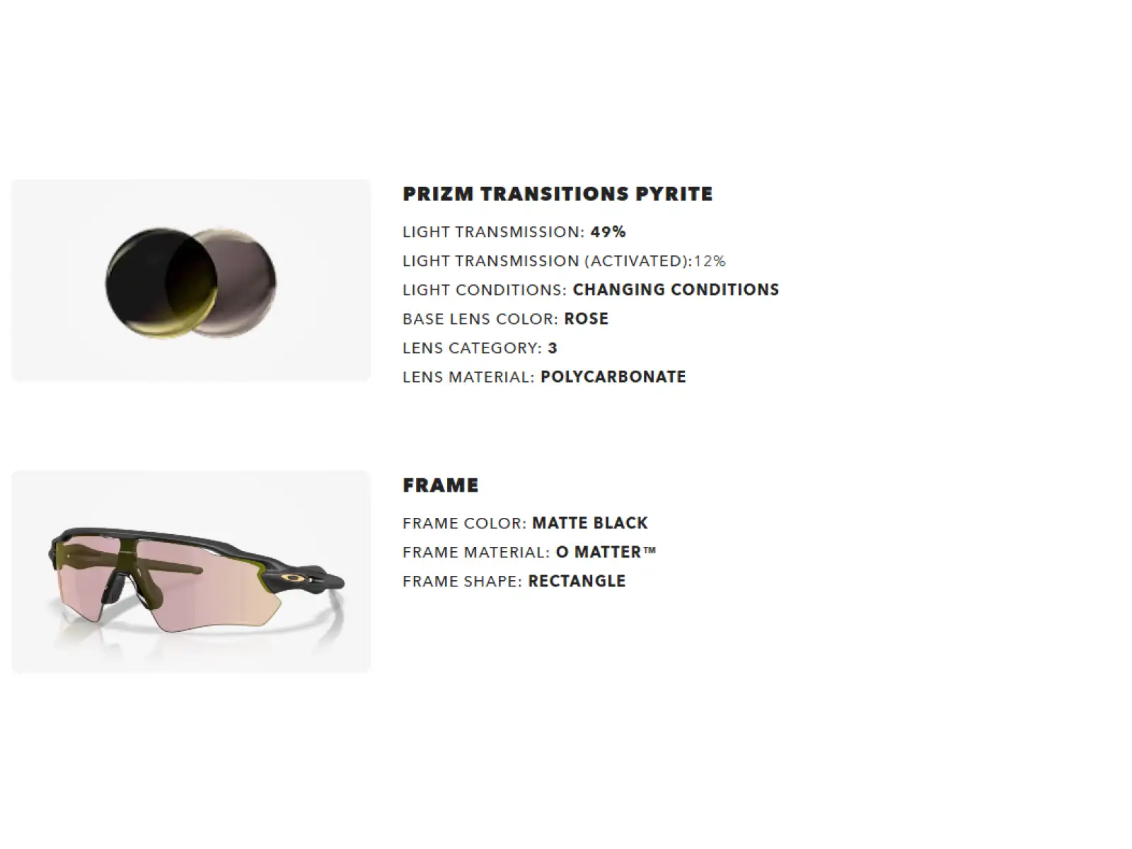 Oakley Radar EV Path fotochromatické brýle Matte Black/Prizm Transitions Pyrite
