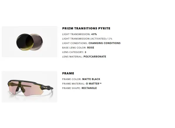 Oakley Radar EV Path fotochromatické brýle Matte Black/Prizm Transitions Pyrite