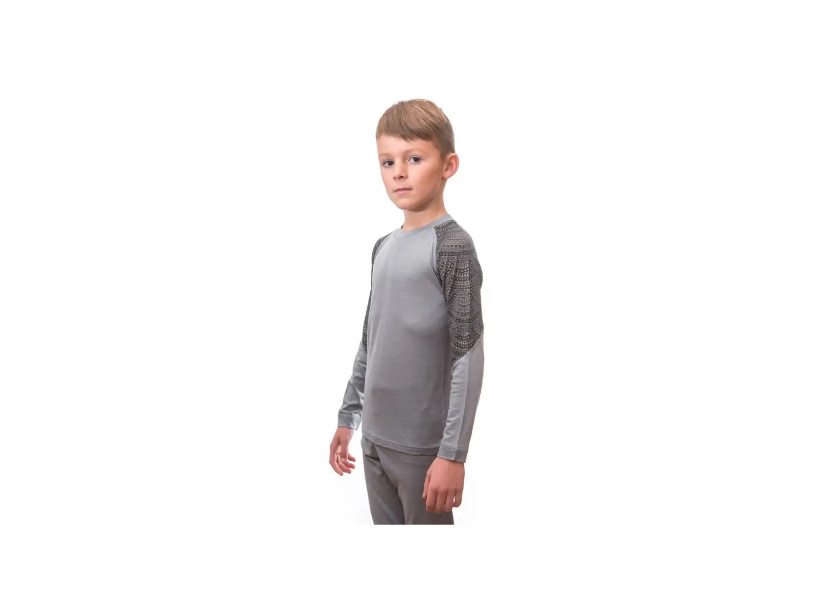 Sensor Merino Impress Set dětské triko dlouhý rukáv + kalhoty šedá/maori