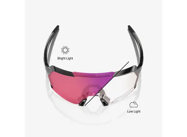 100% Korbin sportovní brýle Gloss Black/Purple Mirror Photochromic Lens