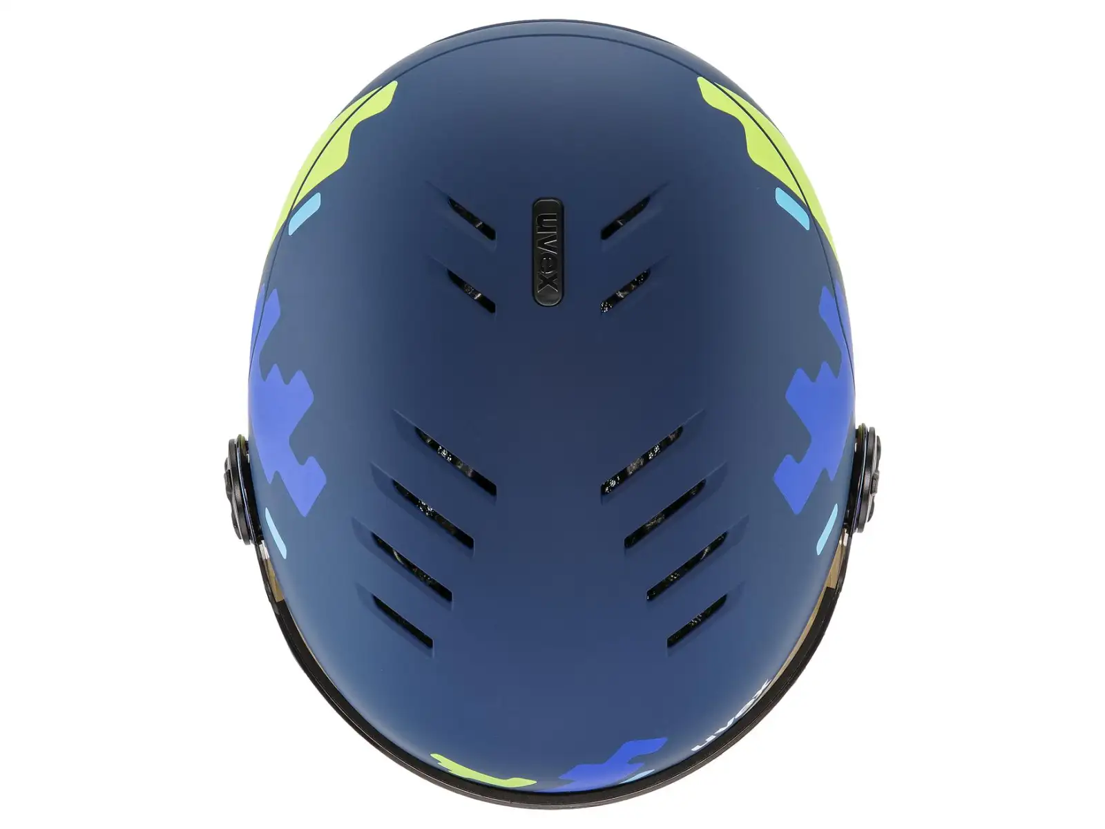 Uvex Rocket Jr Visor lyžařská helma blue puzzle matt