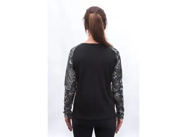 Sensor Merino Blend Impress dámské triko dlouhý rukáv černá/zebra
