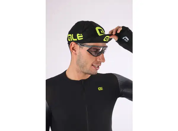 Alé letní cyklistická čepice černá/svítivě žlutá