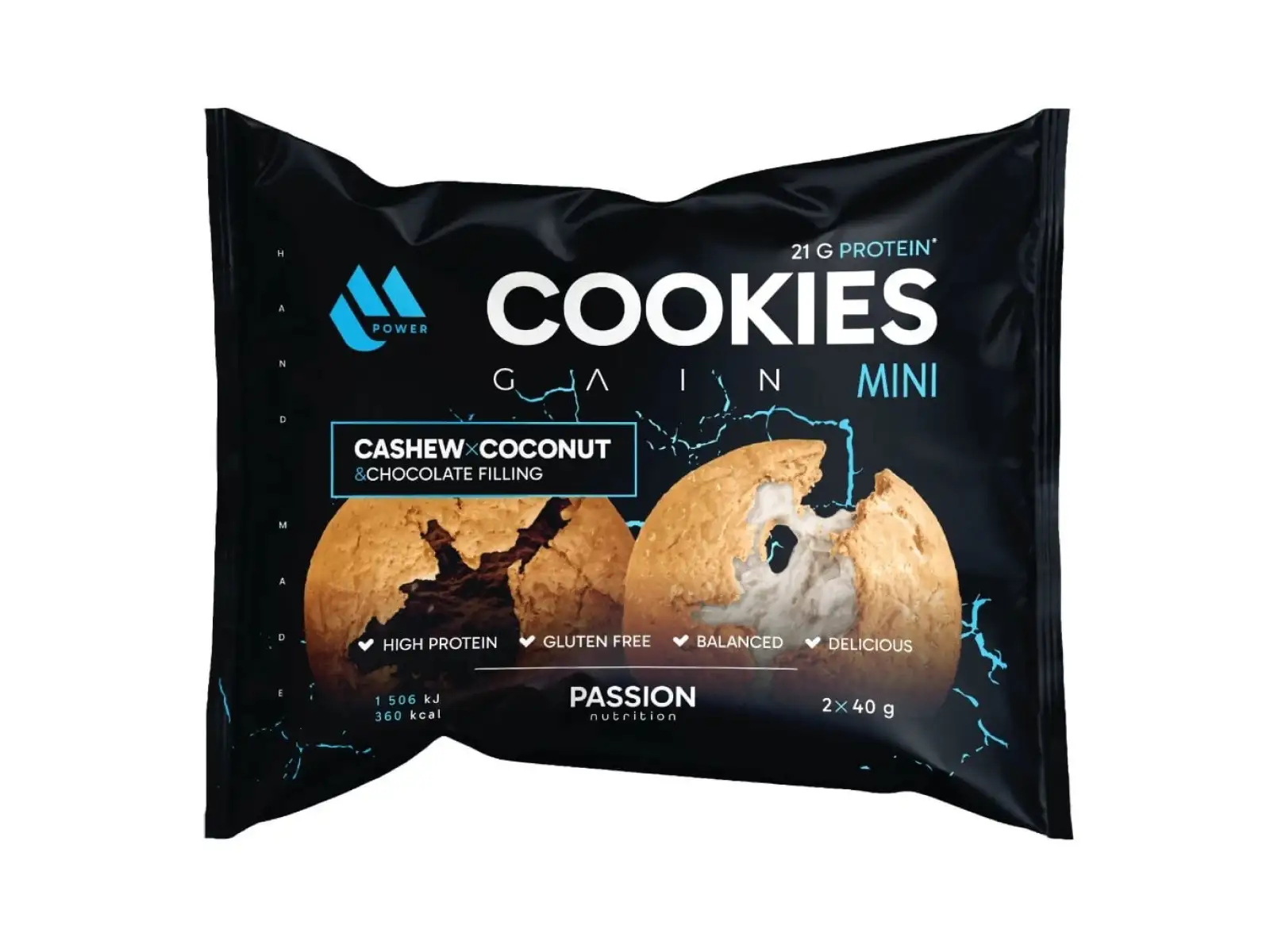 Passion MPower Cookie Gain Mini 2x40 g Kešu, kokos a mandle