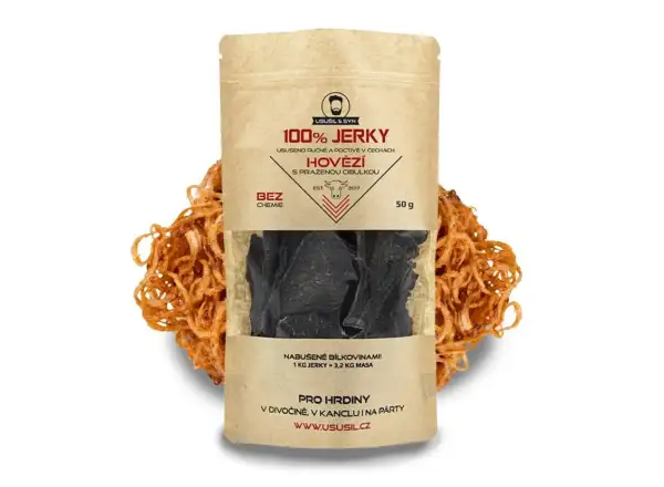 Usušil & syn 100% JERKY Hovězí s praženou cibulkou 150 g