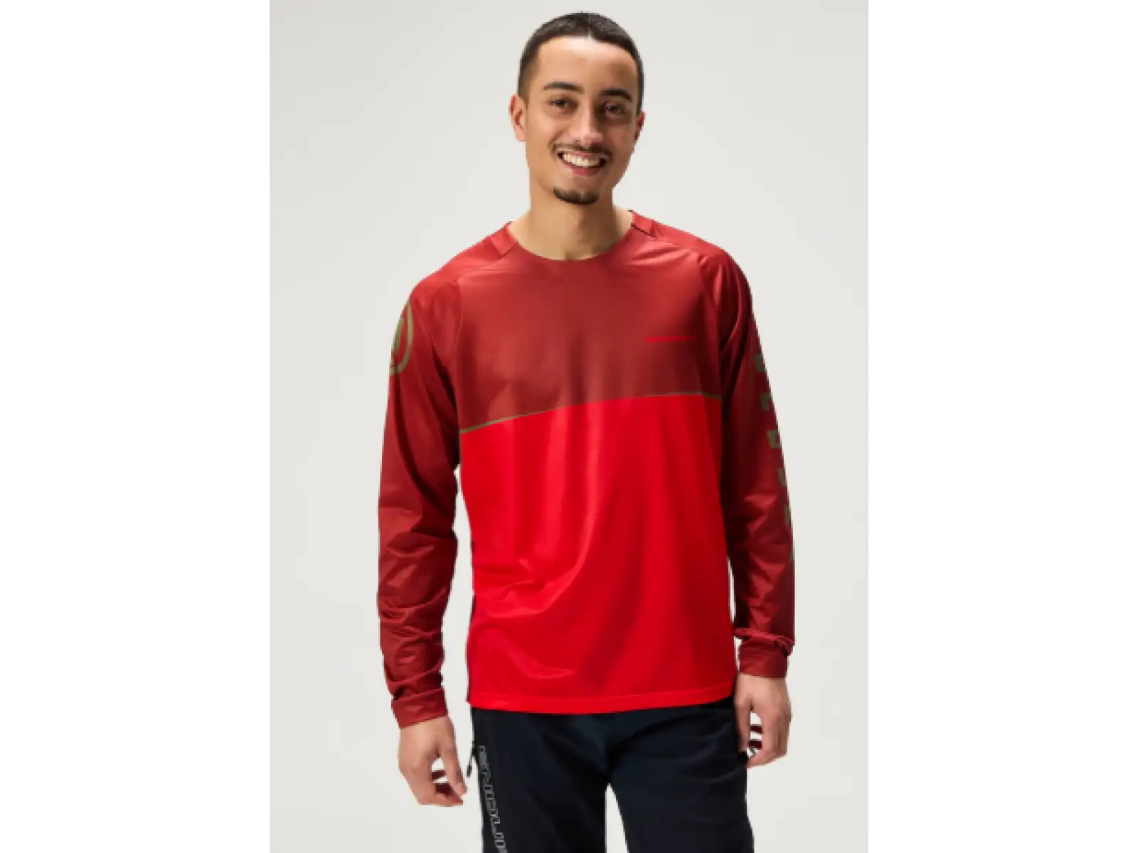 Endura Singletrack Core Printed Tee pánský dres dlouhý rukáv Flame Red