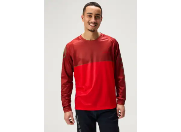 Endura Singletrack Core Printed Tee pánský dres dlouhý rukáv Flame Red