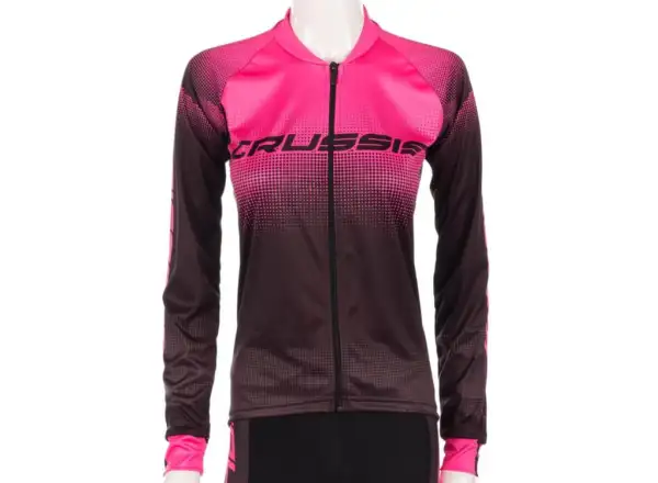 Crussis dámský cyklistický dres dlouhý rukáv černá/růžová