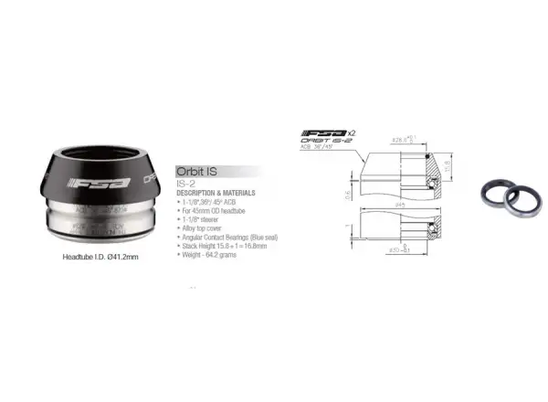 FSA Orbit IS2 41,2 mm integrované hlavové složení 1 1/8" 36/45 8 mm