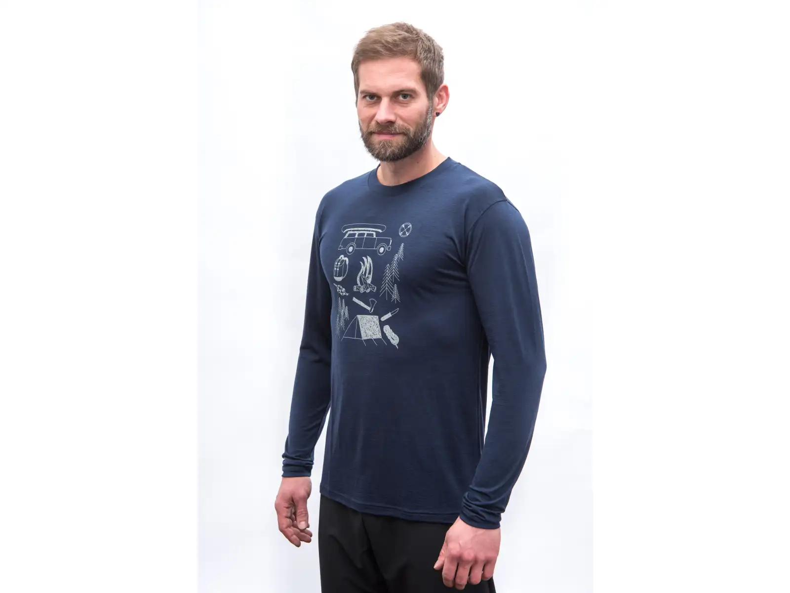 Sensor Merino Active Outside pánské triko dlouhý rukáv Deep Blue