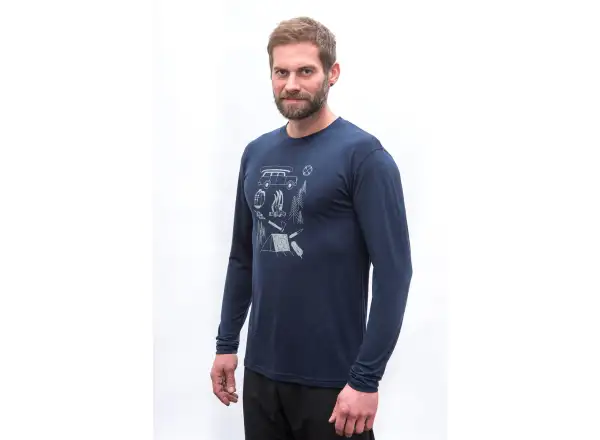 Sensor Merino Active Outside pánské triko dlouhý rukáv Deep Blue