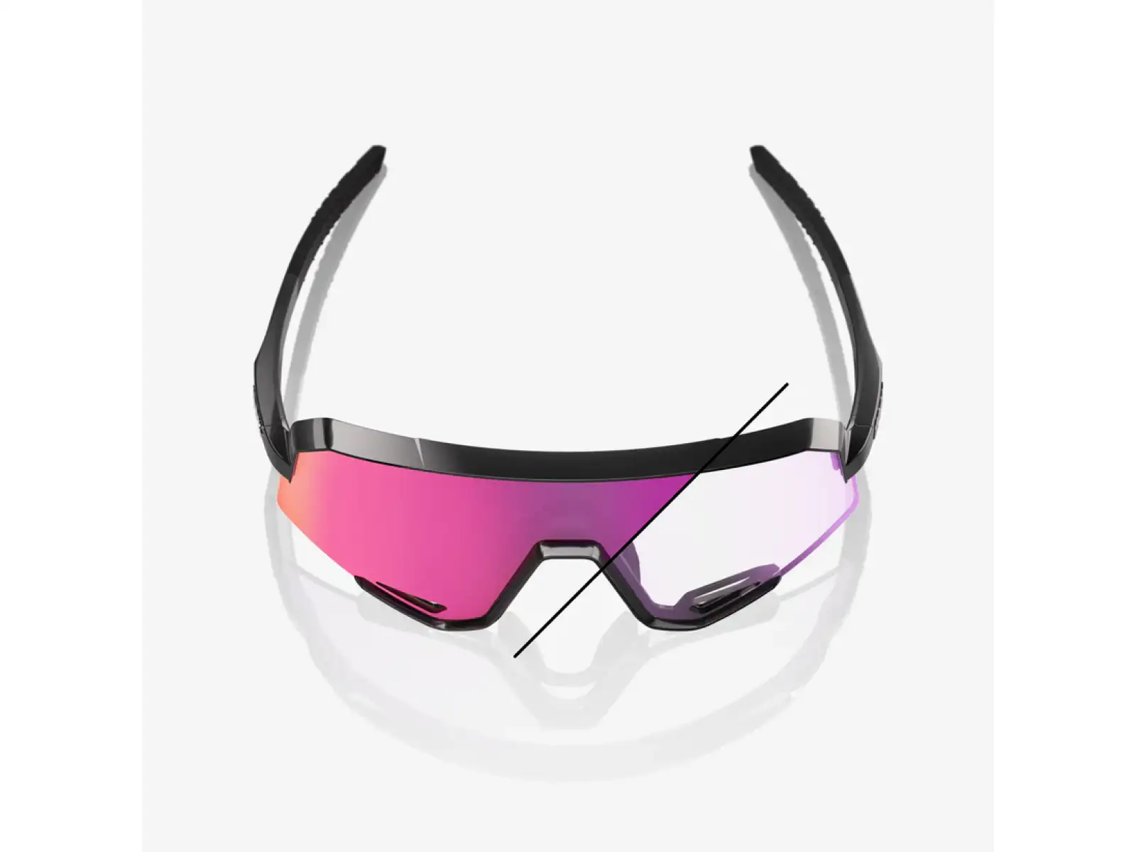 100% Slendale sluneční brýle Gloss Black/Photochromic Purple Mirror