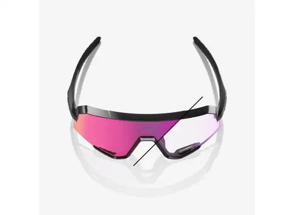 100% Slendale sluneční brýle Gloss Black/Photochromic Purple Mirror