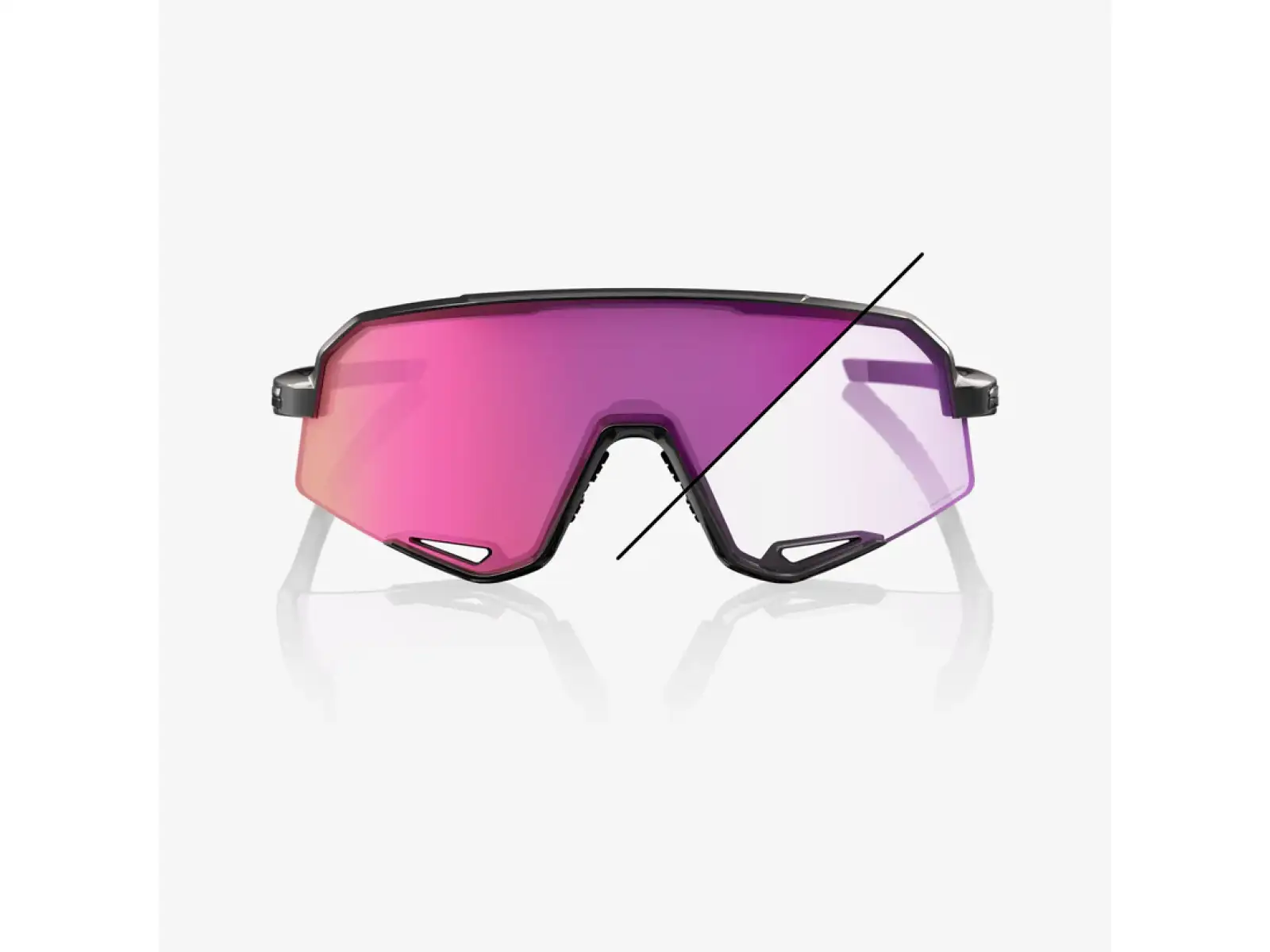 100% Slendale sluneční brýle Gloss Black/Photochromic Purple Mirror