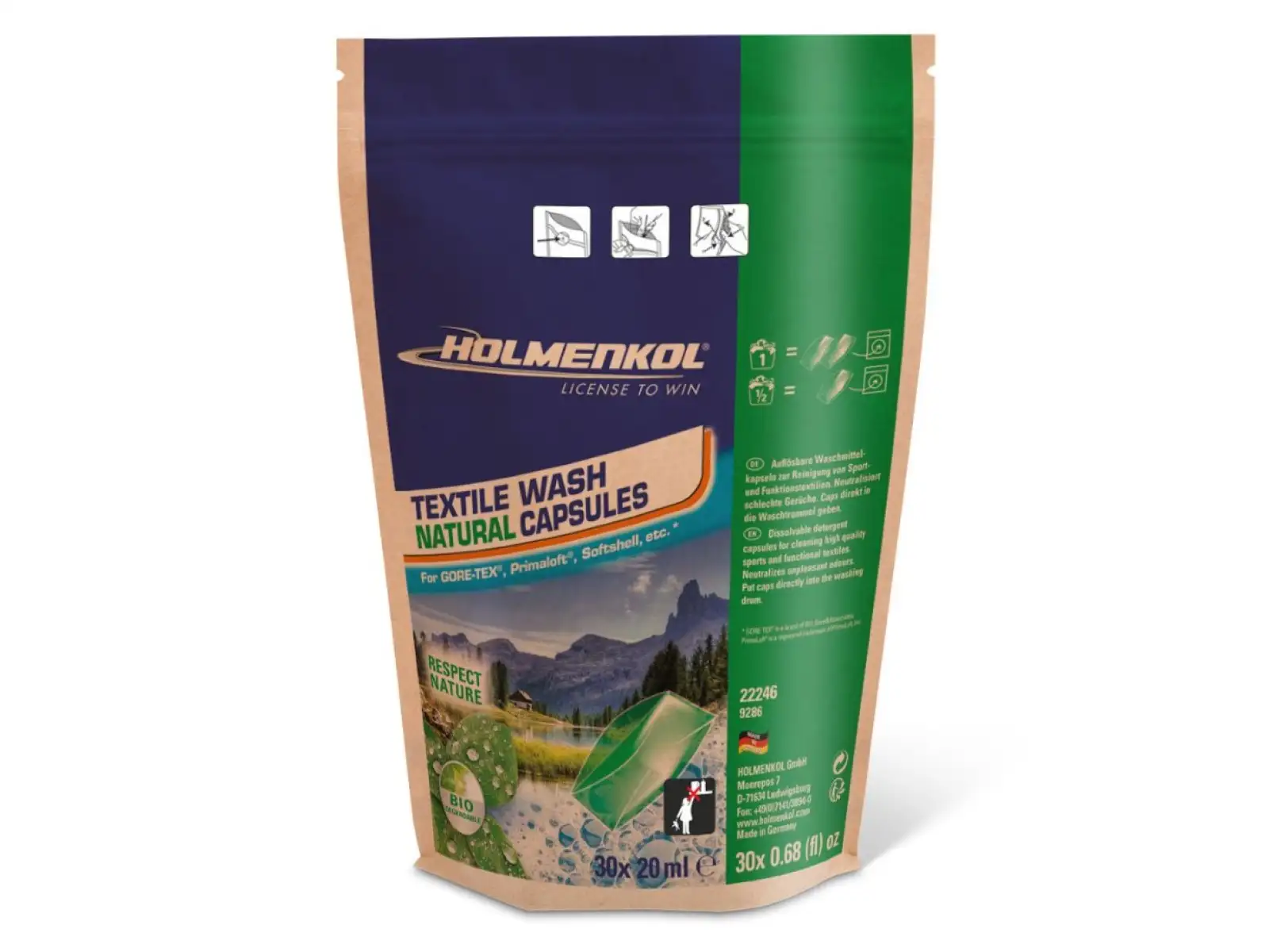 Holmenkol Textile Wash Natural Capsules kapsle na praní 30 kusů