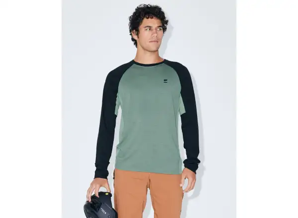 Mons Royale Tarn Merino pánské triko dlouhý rukáv Cypress / Black / Thyme