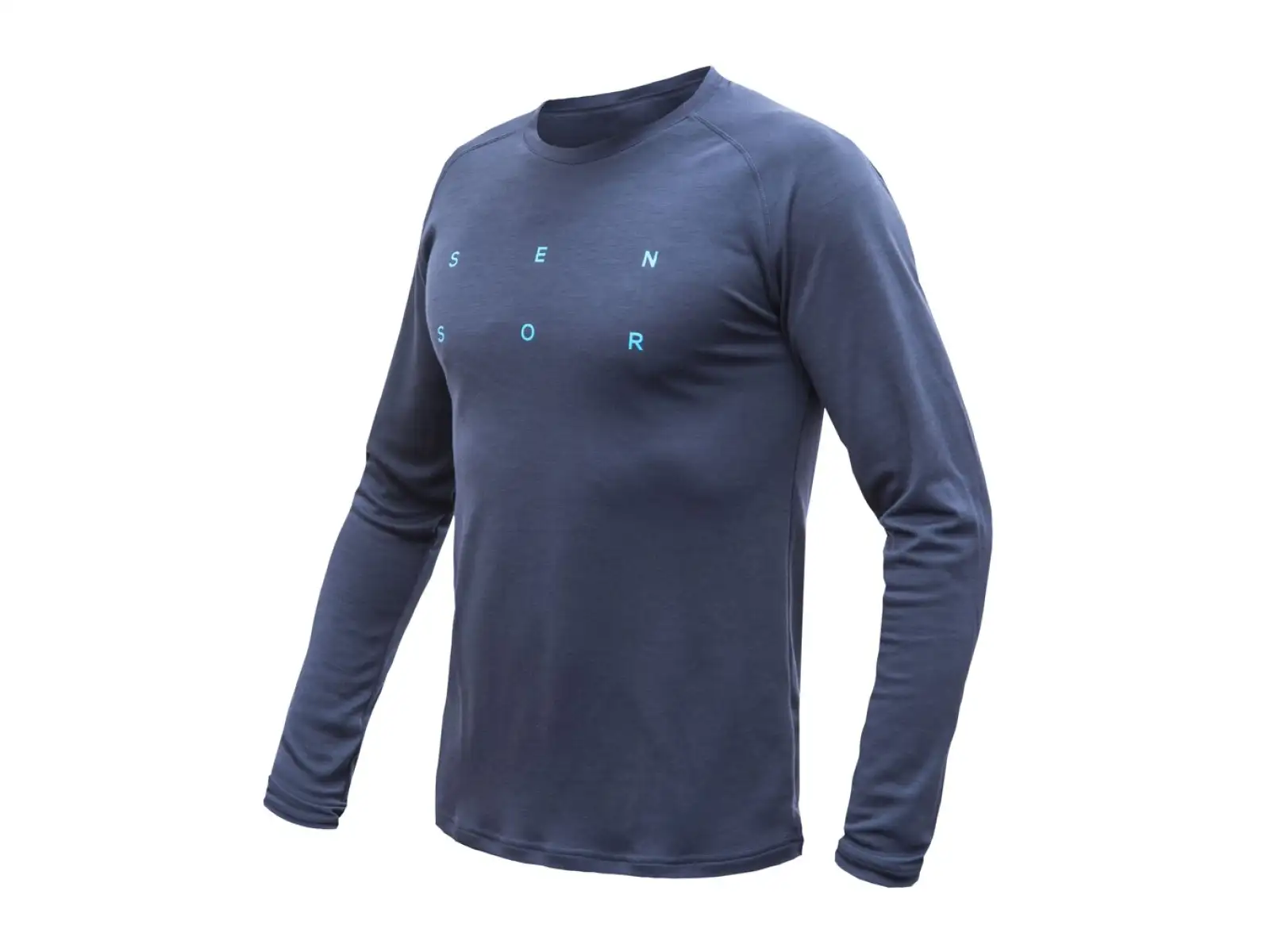 Sensor Merino Blend Typo pánské triko dlouhý rukáv Deep Blue