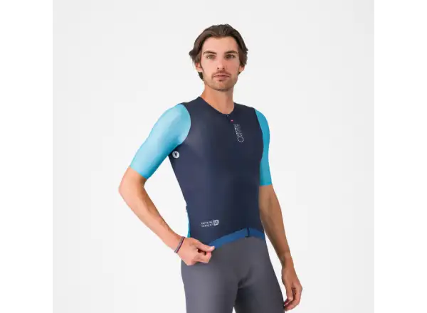 Castelli Corretto pánský dres krátký rukáv Belgian Blue/Blue Fiamma-White