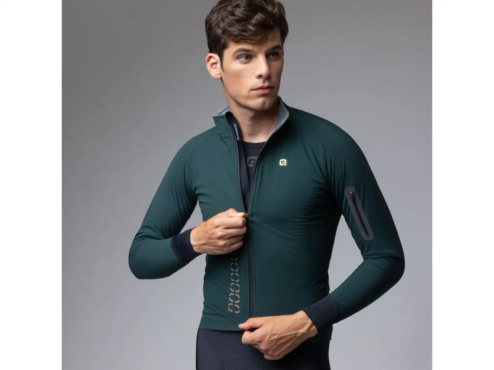 Alé R-EV1 Thermo Shield pánská zimní cyklistická bunda Bottle Green