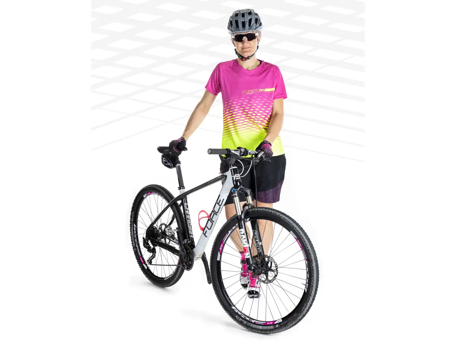 Force Angle MTB dámský dres krátký rukáv růžová/fluo