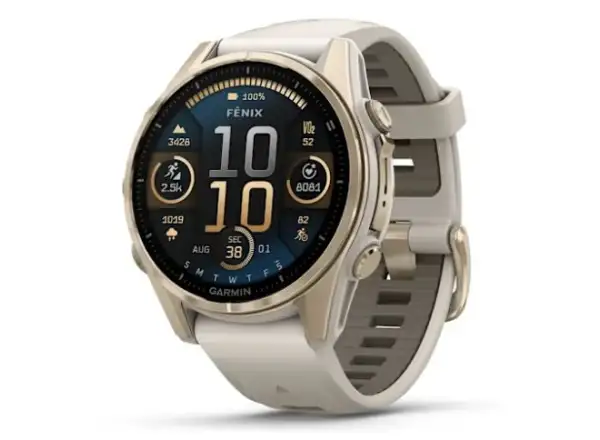 Garmin fenix 8 - 43 mm AMOLED Sapphire chytré hodinky Soft Gold Fog grey