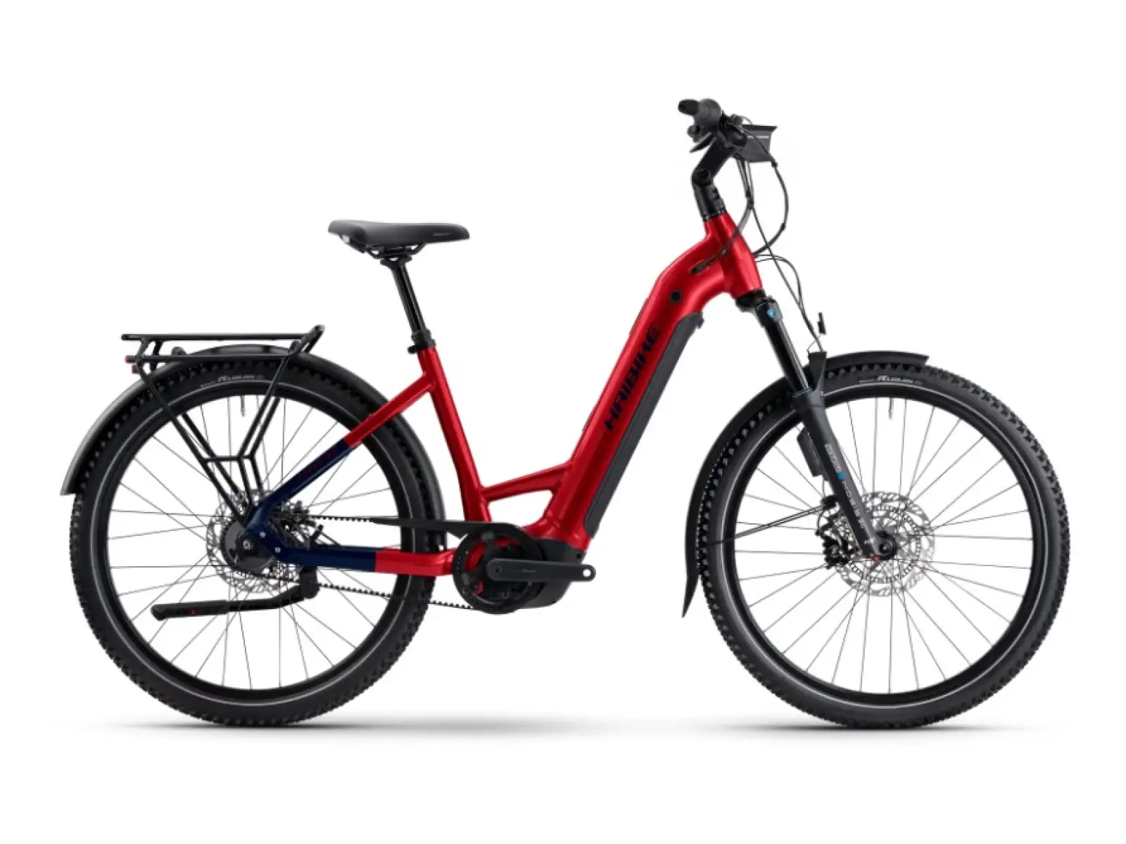 Haibike TREKKING 9 ABS 800Wh nízkonástupové elektrokolo dynamite red/blue