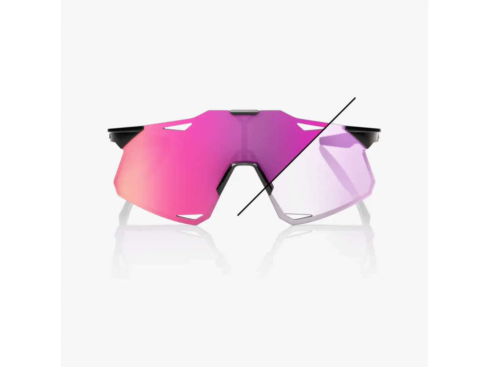 100% Hypercraft brýle Gloss Black/Photochromic Purple Mirror