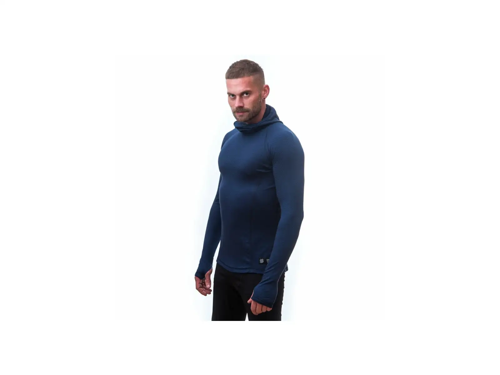 Sensor Merino DF pánské triko dlouhý rukáv s kapucí Deep Blue