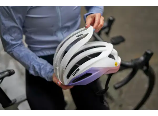 Uvex Surge Aero MIPS silniční přilba White/Lila Apricot Matt