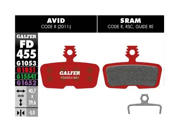 Brzdové destičky Galfer AVID/SRAM FD455, Advanced