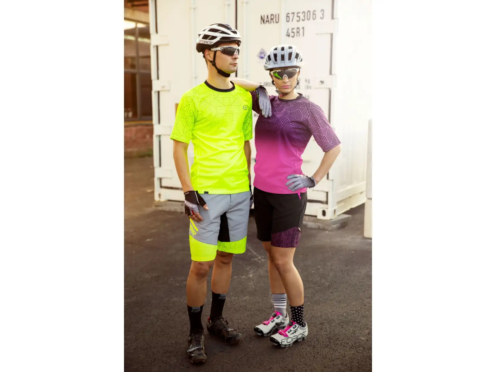 Force Storm pánské MTB kraťasy s vložkou šedá/Fluo