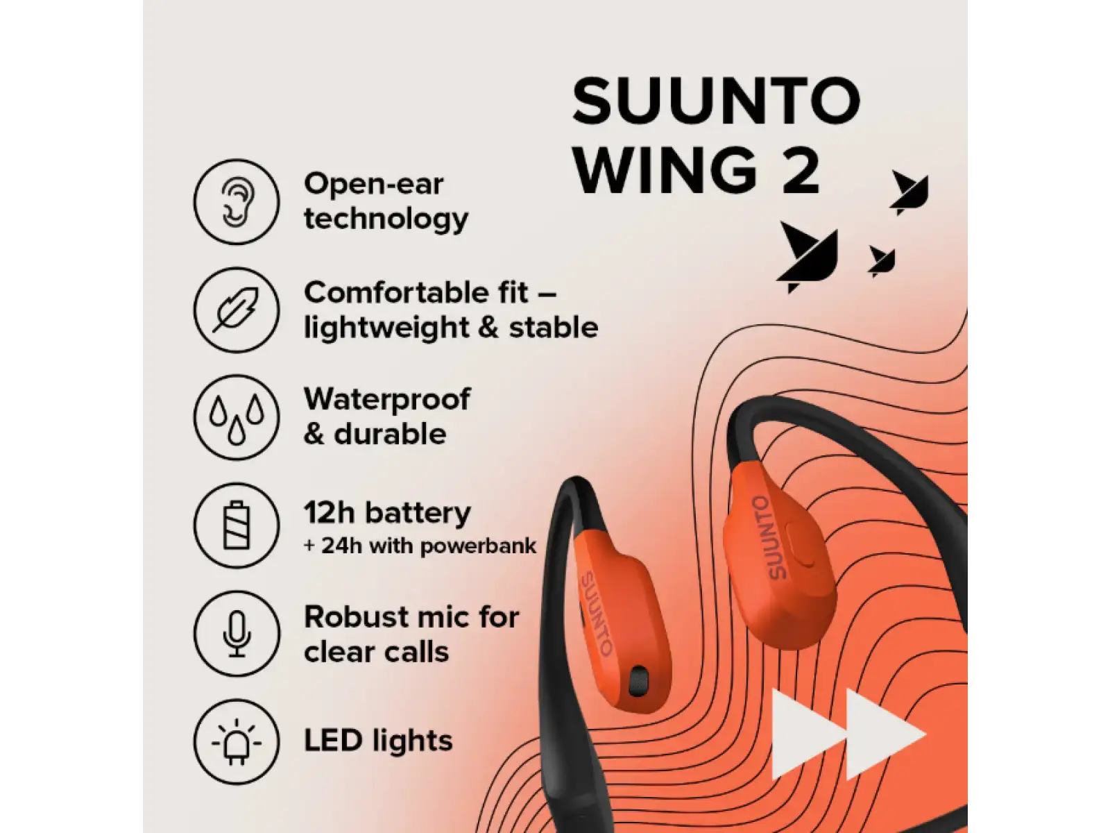 Suunto Wing 2 sluchátka  Coral Orange