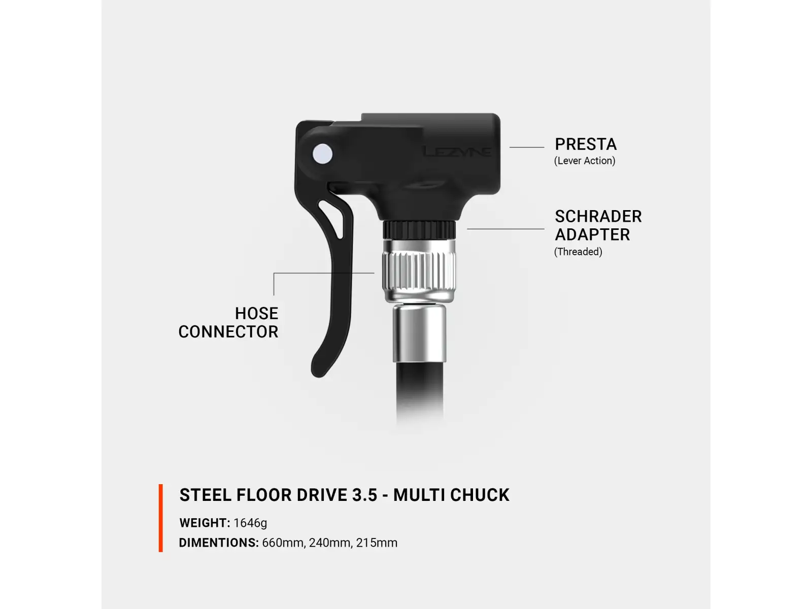 Lezyne Steel Floor Drive 3.5 Presta dílenská pumpa